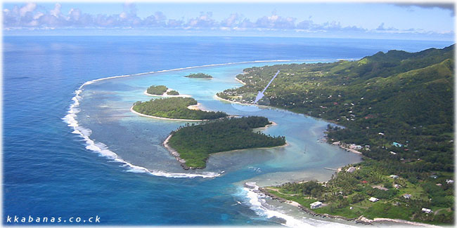 Aerial photo of Rarotonga and Muri Beach