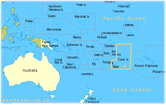 Map showing the south pacific