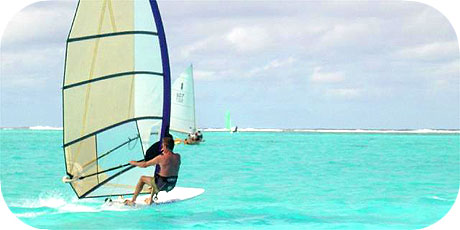 >>> MK VII Surfboard in shallow calm water on Muri Lagoon / Rarotonga